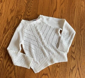 The Children's Place Girl's Sweater with Cables, White Long Sleeves Size S. 5/6 - Picture 1 of 5
