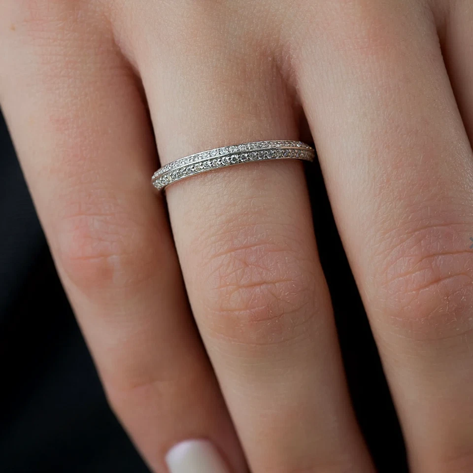 Round Cut Diamond Band 0.40 Ct 3.0 MM Lab Created Engagement 14K White Gold - Image 1 of 4