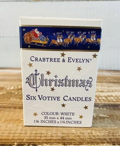 Vintage Crabtree & Evelyn Weihnachten Duft sechs Votivkerzen weiß neu im Karton - Bild 1 von 6