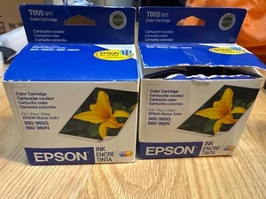 2 Pack GENUINE EPSON T005 011 COLOR INK CARTRIDGE STYLUS 900/900G/980/980N - Picture 1 of 4