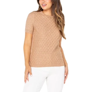 Well Worn Ladies' Pointelle Short Sleeve Sweater - Picture 1 of 6