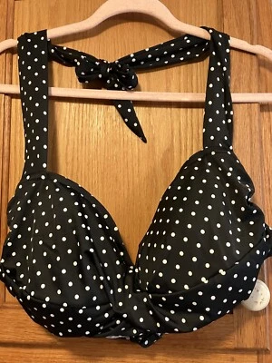 Top de natación CATALINA Suddenly Slim blanco y negro lunadote con sujetador incorporado XL 16��-18 Foto 1 de 4