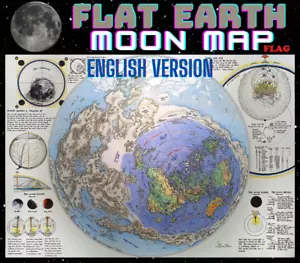 ALL Sizes Moon Map Flag ENGLISH Flat Earth Realm Plasma Terra World Antarctica X - Picture 1 of 11