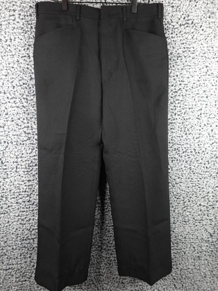 Vintage Haggar Slacks Mens Size 33x25 Black High Rise Dress Pants Made In USA - Image 1 of 4