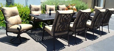 11 piece aluminum outdoor HEAVY dining set patio chairs table Santa Anita bronze - Image 1 of 4