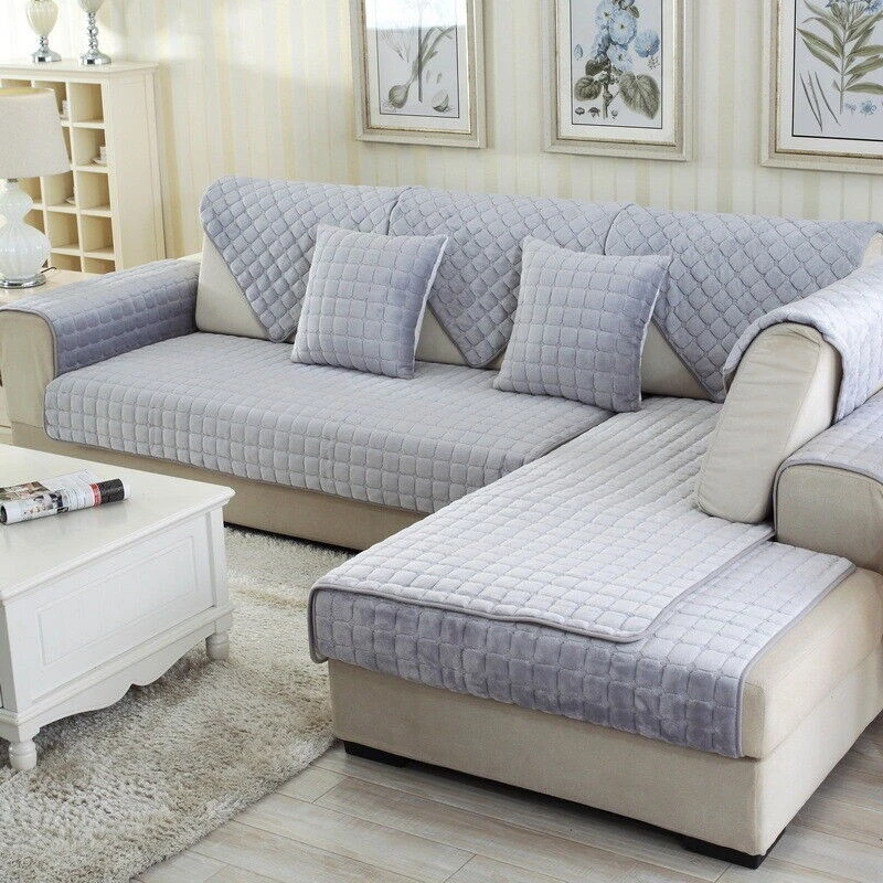 Quilted Sofa Cover Non Slip Square Couch Protector Washable - Image 1 of 4