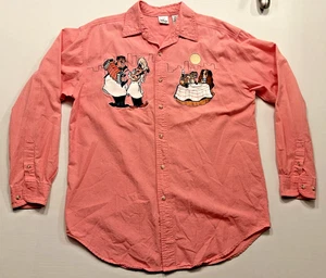 Vintage Disney Lady & the Tramp besticktes rosa Hemd mit Knopfleiste Größe M Tony Joe - Bild 1 von 5