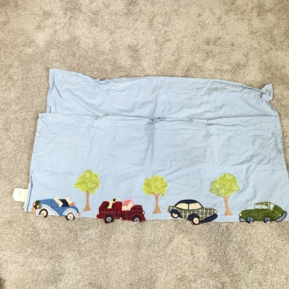 "Juego de 2 cenefas de cortina con apliques de coche azules forradas 44"" X 18"" Pottery Barn Kids" Foto 1 de 4