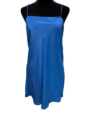 NWT Deadstock Calvin Klein Vintage 1990 Iconic Blue Satin Slip Dress Size Large - Image 1 of 4