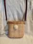 Nantucket Basket Crossbody Purse Handwoven 6.5”H 6.5”L 5”W Clam Shell Detail