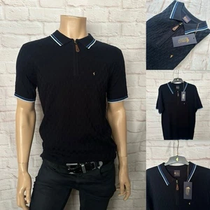 Gabicci Short Sleeve Knitted Polo, Navy, Zip Neck, Medium, BNWT - Picture 1 of 8