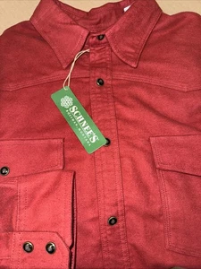 Schnee’s #SN107501 Men’s Red Snap Button Heavyweight Regular Fit Chamois Shirt - Picture 1 of 12