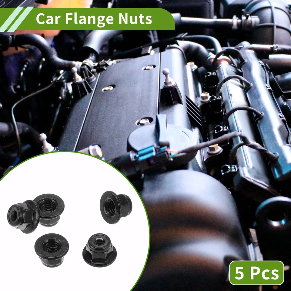 M5 Bundmutter 5 Stück schwarz für Auto Motorrad Kohlenstoffstahl Nylon Gummiring - Bild 1 von 4