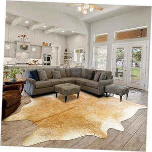 Alfombra de piel de vaca para sala de estar, alfombra de piel de vaca lavable,  - Bild 1 von 7