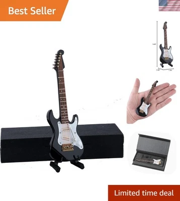 Realistic Wooden Miniature Electric Guitar Set: Stand and Velvet Case Included - Image 1 of 4