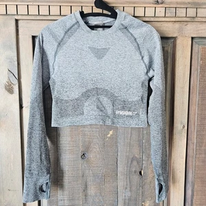 Gymshark Vital Seamless Crop Top Medium Gray Compression Fitted - Picture 1 of 5