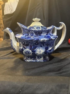 Early 19 Th Century Blue And White Staffordshire Lidded Large Teapot - Picture 1 of 15