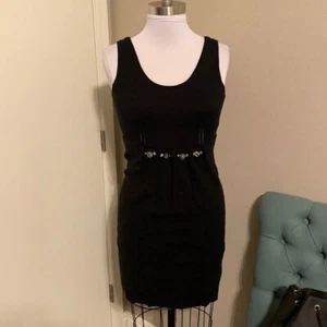 Vestido Milly Negro De Colección Sin Mangas Bodycon Suéter Vestido Cintura Corbata Cuentas L - Imagen 1 de 6