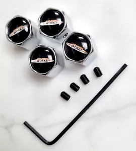 JCW Valve/Dust Caps (Anti-Theft) Chrome John Cooper Works, Mini R53, R56, F56 - Picture 1 of 7