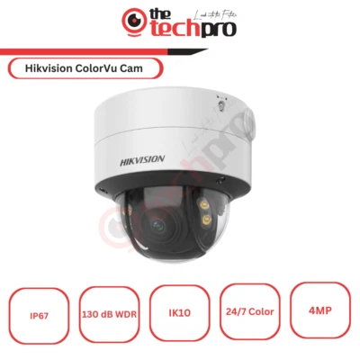 Hikvision DS-2CD2747G2-LZS 4 MP ColorVu Motorized Varifocal Dome Network Camera - Image 1 of 4