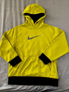 Nike Therma-Fit Neon Yellow Hoodie.  Size M. Pullover. Active. Silver Swoosh.