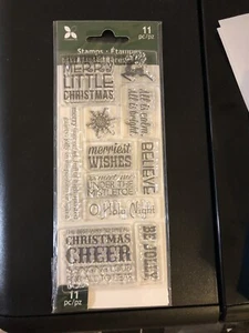 Momenta Holiday Merry Little Christmas Clear Stamp Set Schneeflocke Rentier NEU - Bild 1 von 2