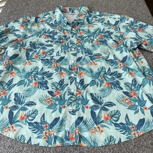 Men's IZOD Saltwater Button Front Shirt Size 3XB Hawaiian Hibiscus AOP - Picture 1 of 10