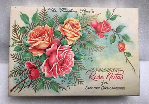 Vintage Parchment Rose Notes for Christian Correspondence Partial Box of 9 - Picture 1 of 4