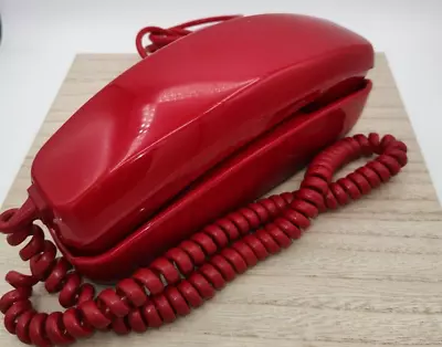 Vintage ITT Rotary Dial Phone Red Slim Line Desk Telephone Retro Untested • 54€