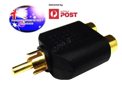 From OZ Quality 1PC RCA Male Mono Plug To 2X RCA Female Socket Adapter +FREEPOST - Image 1 of 4