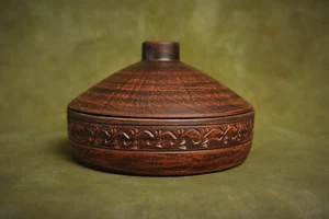 Handmade Clay Cooking Pot Frying Pan Organic Ceramics Bread Baking Dish Pan - Picture 1 of 10