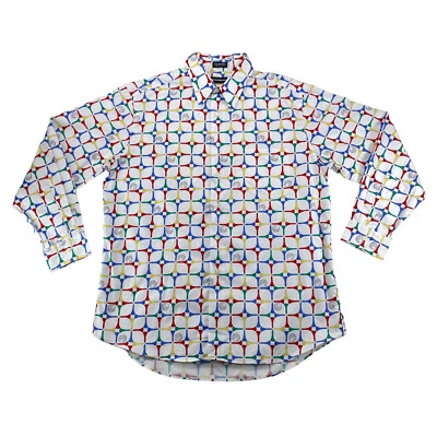 Neiman Marcus Golf Balls Tees Shirt Large Red Blue Green Yellow 100% Cotton - Image 1 of 4