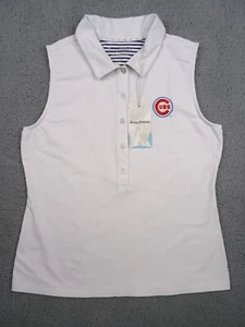 Tommy Bahama Chicago Cubs Womens Shirt Small White Half-Button Down IslandZone - Picture 1 of 12