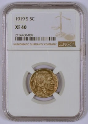 1919-S Buffalo Nickel from the San Francisco Mint Graded XF40 by NGC - Image 1 of 4