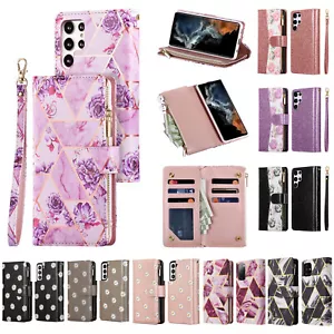 Zip Purse Card Slots Flip Leather Wallet Case Cover For Samsung A13 A54 S24 S22 - Picture 1 of 98