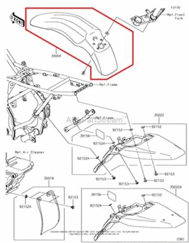 NEW OEM KAWASAKI KLX 140 KLX140 FRONT FENDER FAIRING LIME GREEN Foto 1 de 1