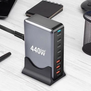 440W USB C Charging Station Phones Desktop Charging Station for Travel School - Picture 1 of 6
