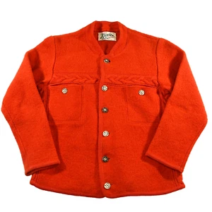 Distler Original Trachten Women's Red Boiled Wool Sweater Coat 48 (US 12) EUC - Picture 1 of 9