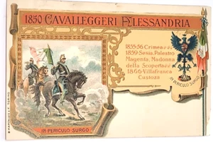 1912 Militari 14°Reggimento Cavalleggeri Alessandria cartolina a Thaon di Revel - Imagen 1 de 2