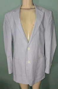Men's Alan Flusser Blue White Stripes Jacket  2 Button Closure Size Large - Picture 1 of 6