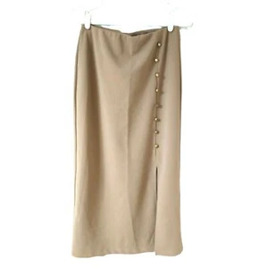 Emi & Joe Knöpfe Formal Bleistiftrock Sand Kaki Braun M - Bild 1 von 3