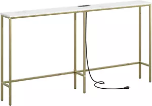 63 Inch Console Table with Power Outlet,Modern Narrow Long Sofa Table behind Cou - Picture 1 of 9