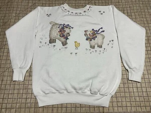 Vintage 70's Hanes Sweatshirt Pullover Paper Thin Single Stitch Sheep Duckling - Picture 1 of 15