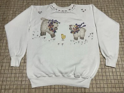 Sudadera Pullover Vintage Años 70 Hanes Papel Delgada Puntada Única Oveja Patito Foto 1 de 4