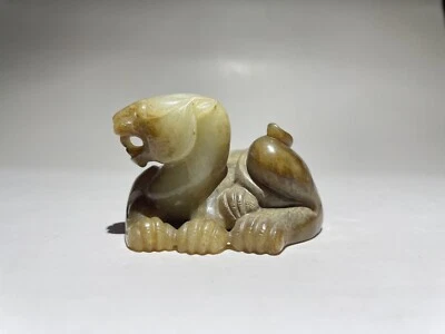Rare Chinese Han dyansty Hetian white jade tiger statue - Image 1 of 4