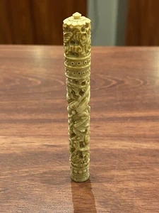 Antique Chinese Canton Carved Needle Case, decorated with Dragon. Circa 1860 - Bild 1 von 10