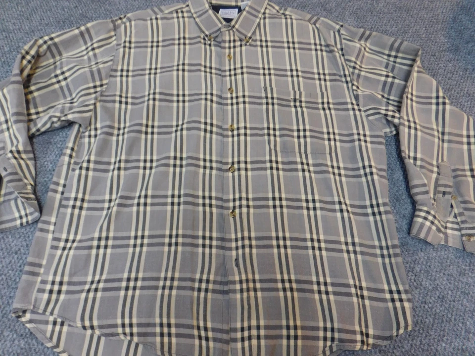 Bugle Boy Mens Shirt Extra Large XL gray plaid regular button up - Image 1 of 4