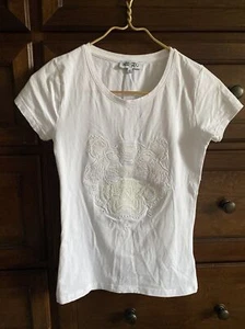 Kenzo Paris Women S White Classic Tee Shirt Tiger Logo Short Sleeve Fitted EUC!! - Picture 1 of 11