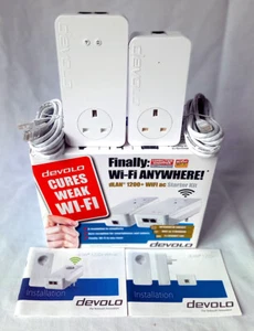 2 x Devolo dLAN 1200+ WiFi ac Starter Kit Powerline LAN Adapters MT:2675 MT:2642 - Afbeelding 1 van 6