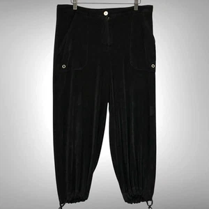 Chicos Travelers Womens Pants 2 Large Black Jogger Drawstring Capri Casual Beach - Picture 1 of 15